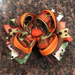 Pumpkin Fall Thanksgiving hair bow